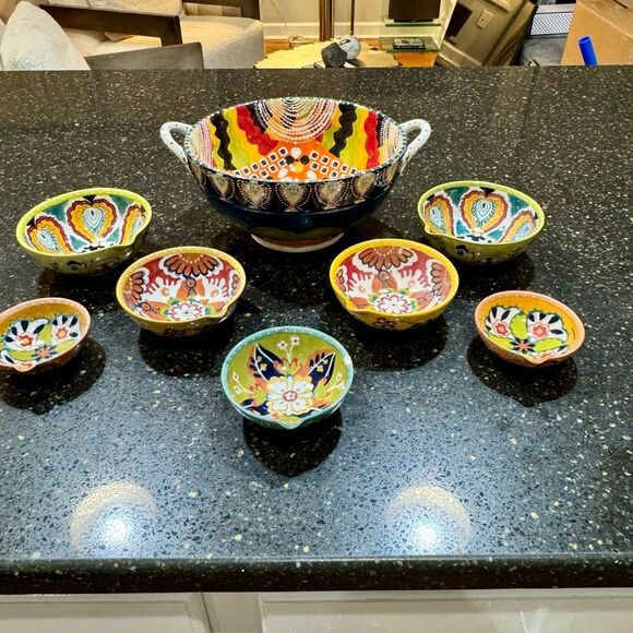 Anthropologie "CALVIA" 8" Handled Bowl and Nesting Bowls - Picture 2 of 9